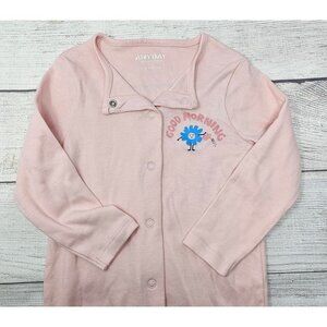 AnyDay John Lewis UK Girls Pink Cotton‎ "Good Morning" Footie Size 9-12 months
